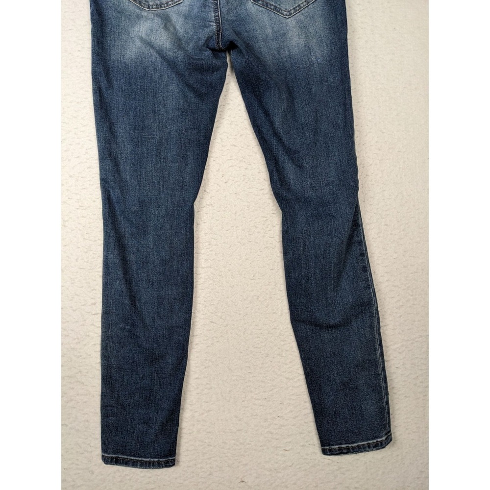Ashley Mason Womens Size 7 Blue Skinny Jeans Floral Embroidery Distressed - Picture 15 of 16
